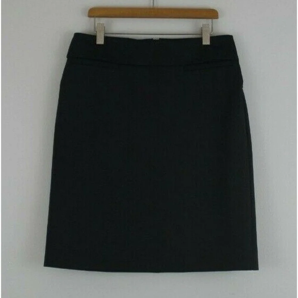 Tory Burch Navy Blue Short Skirt Sz S Gold Zipper Fold Over Front Waist #924